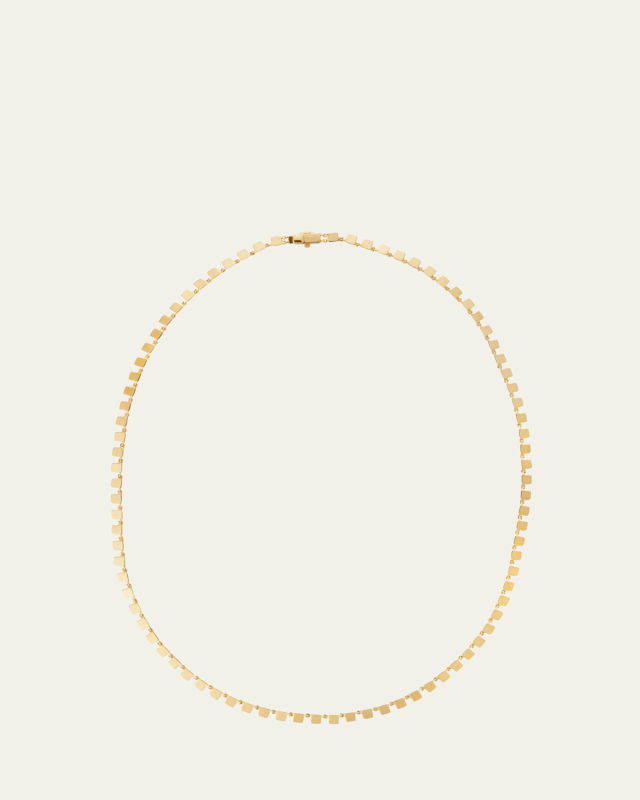 18K Yellow Gold Mini Tile Necklace, 17"L